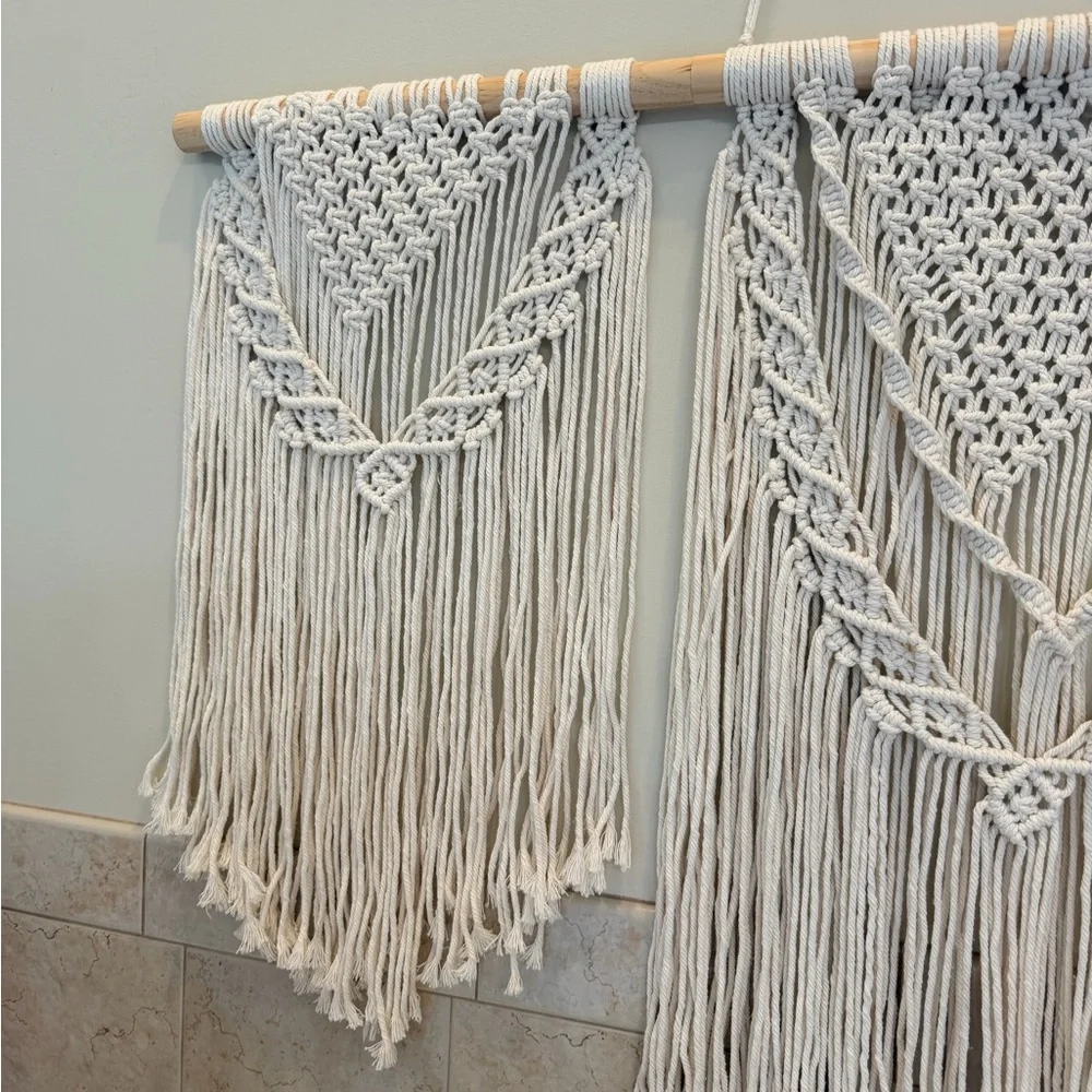 Cream Macramé Wall Hanging 44” x 43”
